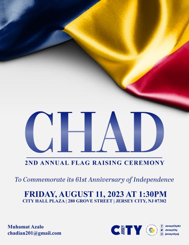 The Chad flag is along the top of the page. The center of the page down is the information for the event.