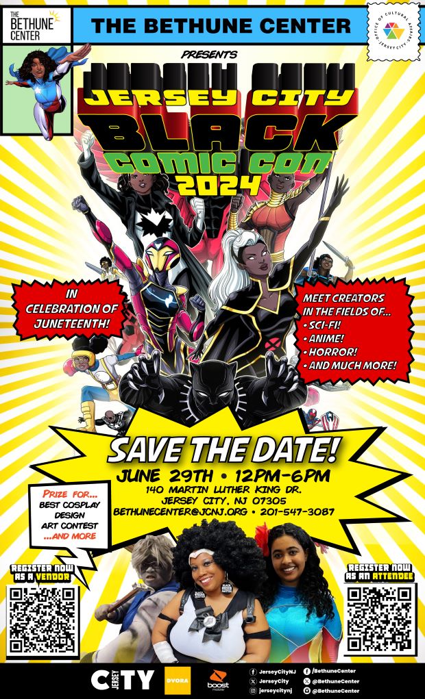 THE BETHUNE CENTER PRESENTS JC BLACK COMIC CON 2024 JUNE 29TH FROM 12PM TO 6PM