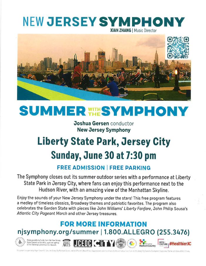 SUMMER WITH SYMPHONY JOSHUA GERSEN CONDUCTOR NEW JERSEY SYMPHONY AT LIBERTY STATE PARK SUNDAY, JUNE 30 AT 7:30PM