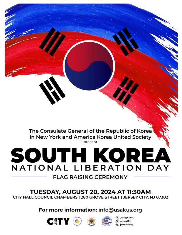 SOUTH KOREA FLAG RAISING CEREMONY TUESDAY, AUGUST 20 AT 11:30AM CITY HALL COUNCIL CHAMBERS