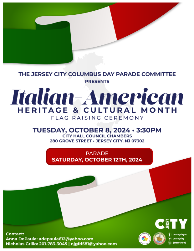 ITALIAN AMERICAN FLAG RAISING CEREMONEY TUESDAY, OCTOBER 8TH AT 3:30PM CITY HALL COUNCIL CHAMBERS