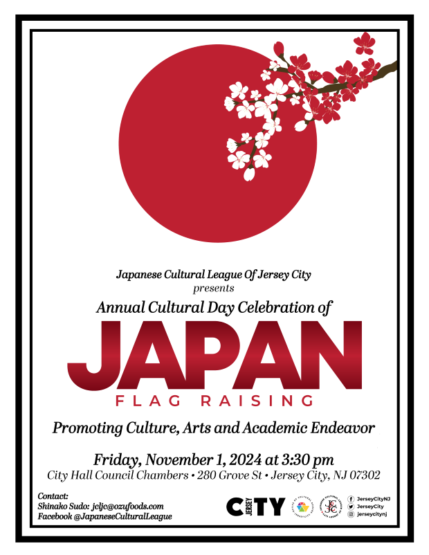 JAPAN FLAG RAISING FRIDAY, NOVEMBER 1ST AT 3:30PM IN CITY HALL COUNCIL CHAMBERS 280 GROVE ST.