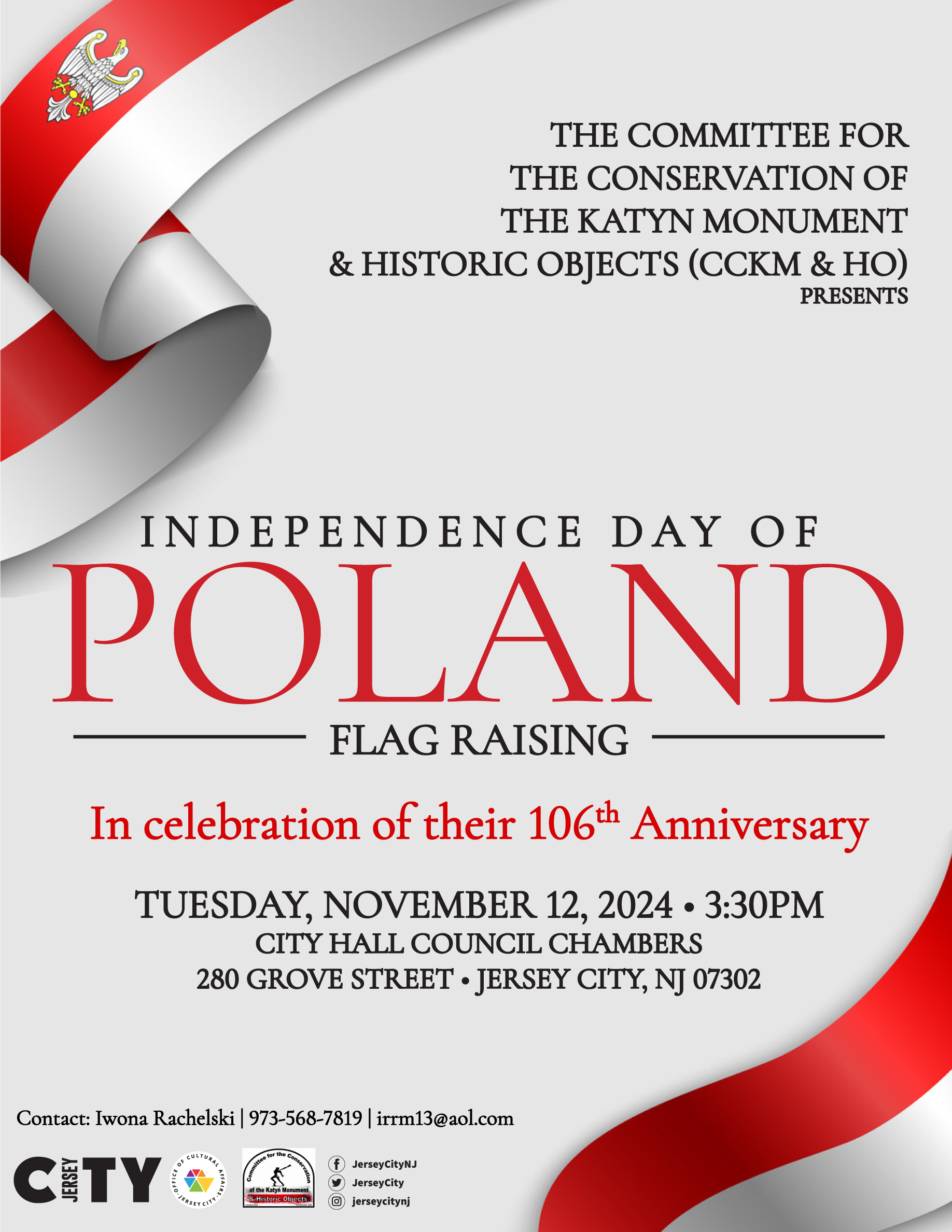 POLAND FLAG RAISING TUESDAY, NOVEMBER 12TH AT 3:30 PM