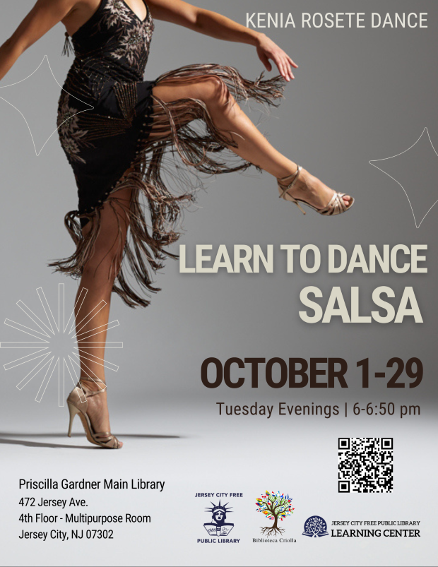 LEARN TO DANCE SALSA AT PRISCILLA GARDNER MAIN LIBRARY 472 JERSEY AVE. 6PM TO 6:50PM