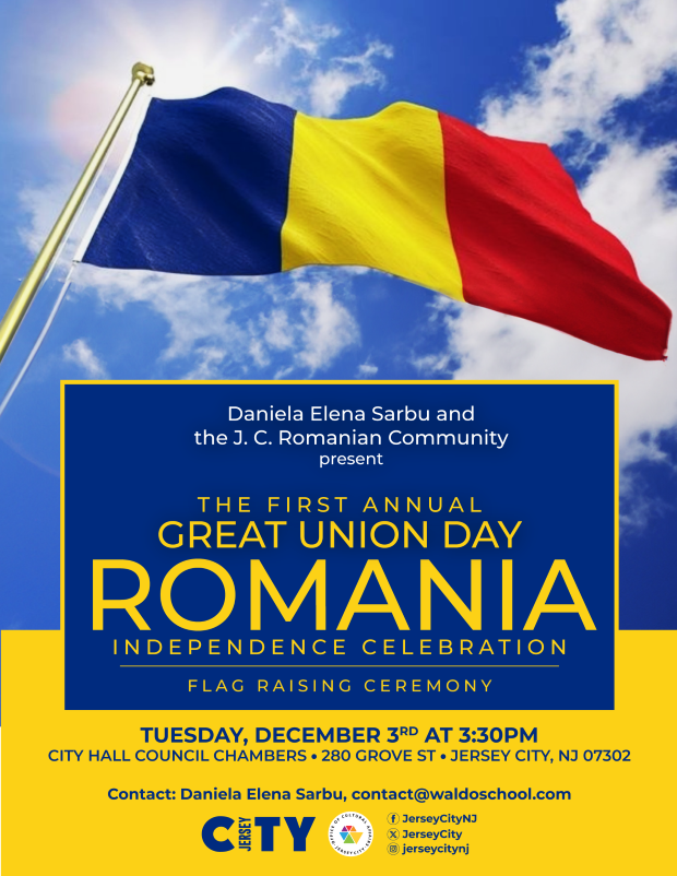 The First Annual Great Union Day Romania Independence Celebration Flag Raising Ceremony Tuesday, December 3rd at 3:30pm