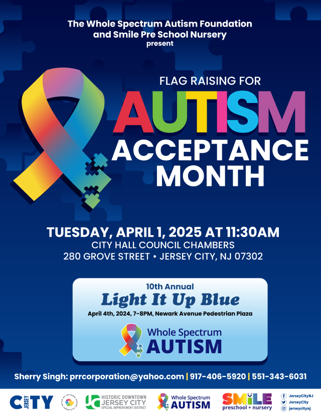 AUTISM ACCEPTANCE MONTH FLAG RAISING TUESDAY, APRIL 1ST AT 11:30AM IN CITY HALL COUNCIL CHAMBERS