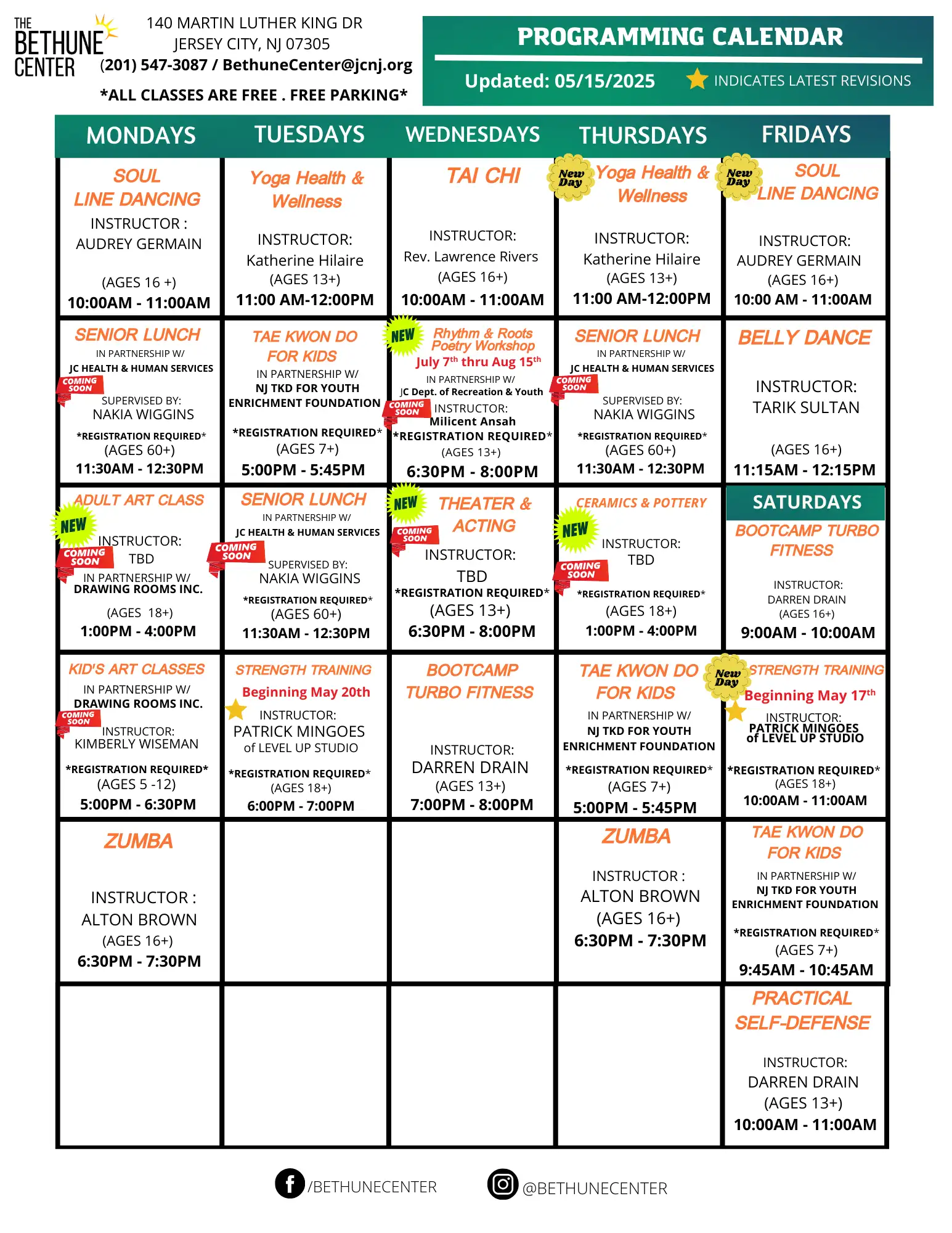 Bethune Center Programming Calendar 05 15 25
