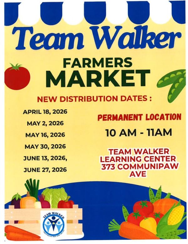 TEAM WALKER FARMERS MARKET AT TEAM WALKER LEARNING CENTER AT THREE SEVENTY THREE COMMUNIPAW AVENUE TEN TO ELEVEN AM APRIL EIGHTEENTH, MAY SECOND, MAY SIXTEENTH,. MAY THIRTYITH, JUNE THIRTEENTH, JUNE TWENTY SEVENTH